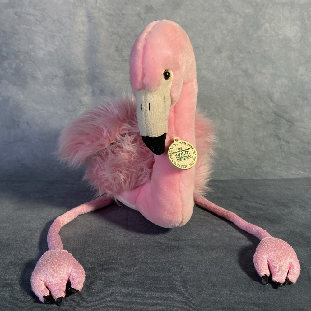 Wild Republic 17" Pink Flamingo Stuffed Animal Plush Bird Toy 2009 Collectible